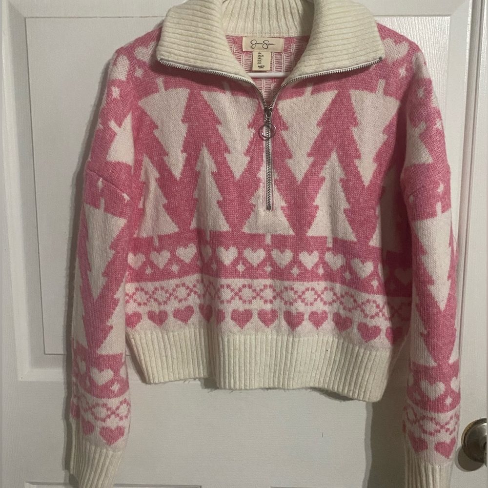 Jessica Simpson Pink and Cream Women's Sweater